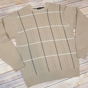 Haggar men size large tan with stripes sweater